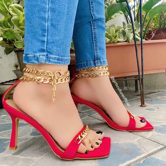 Shoes - Red Gold Ankle Bracelet Heel